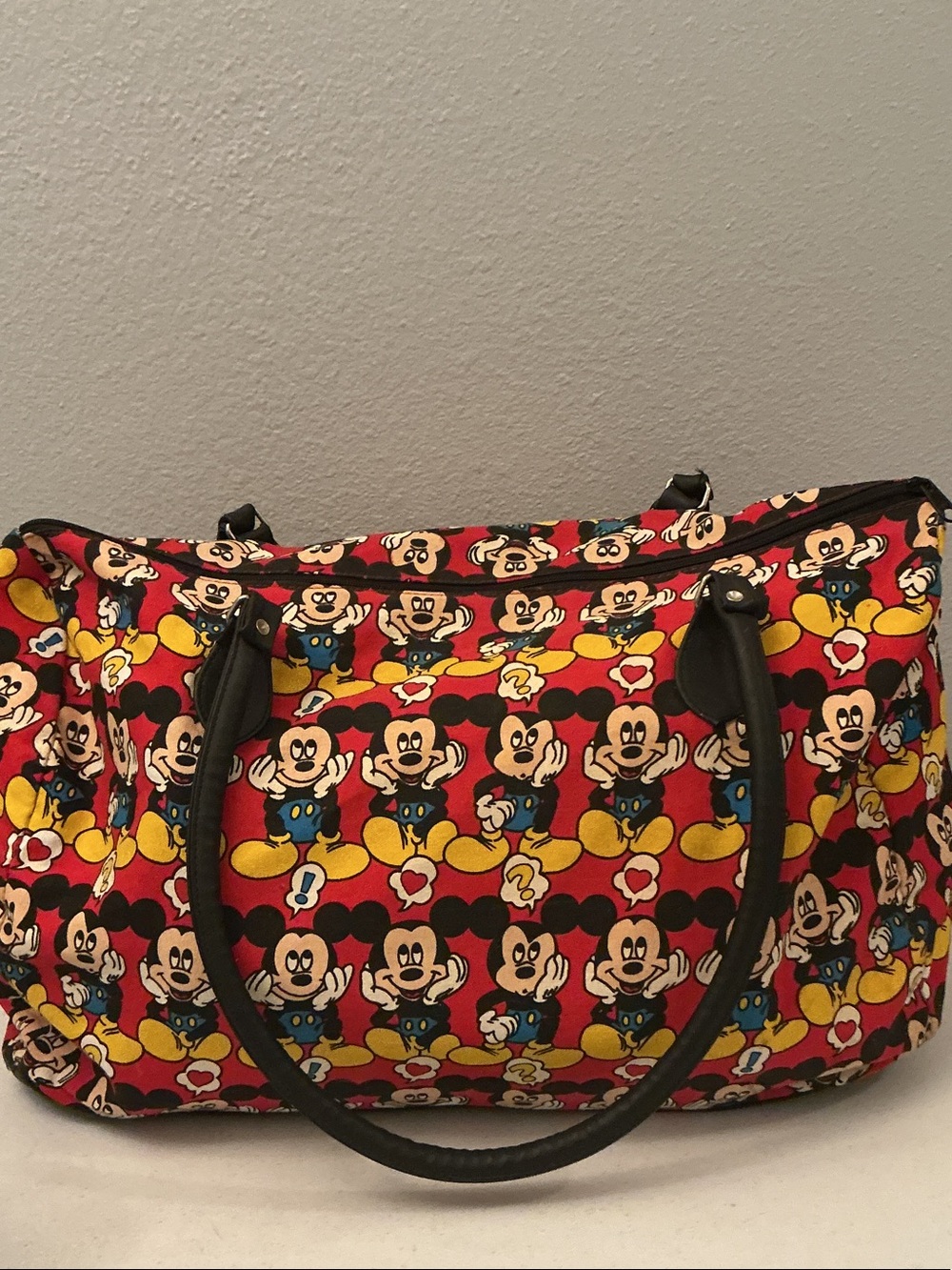 Disney Red Mickey Pattern Tote with Black Handles